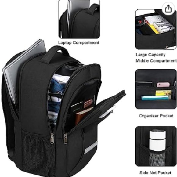 XQXA Backpack for Men,Travel Laptop Backpack with USB Charging/Headphone Port,Du